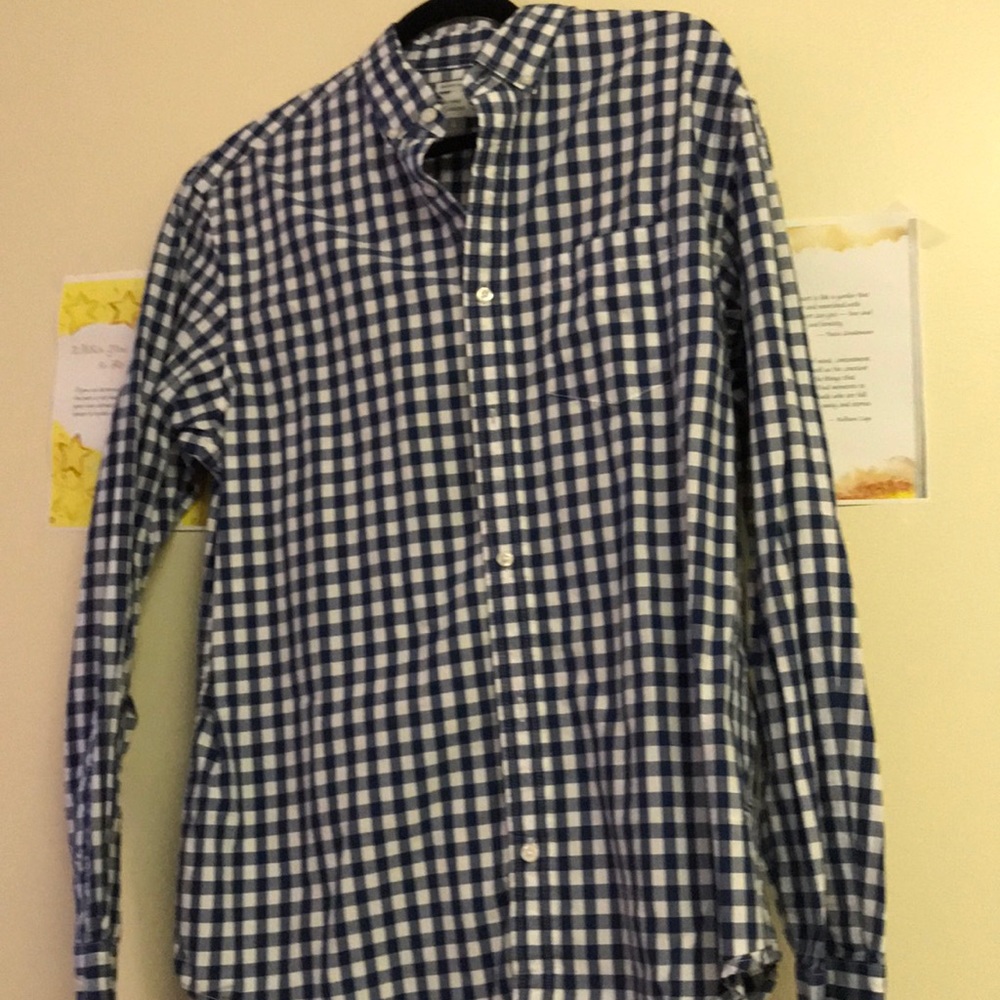 Blue checker print with white
